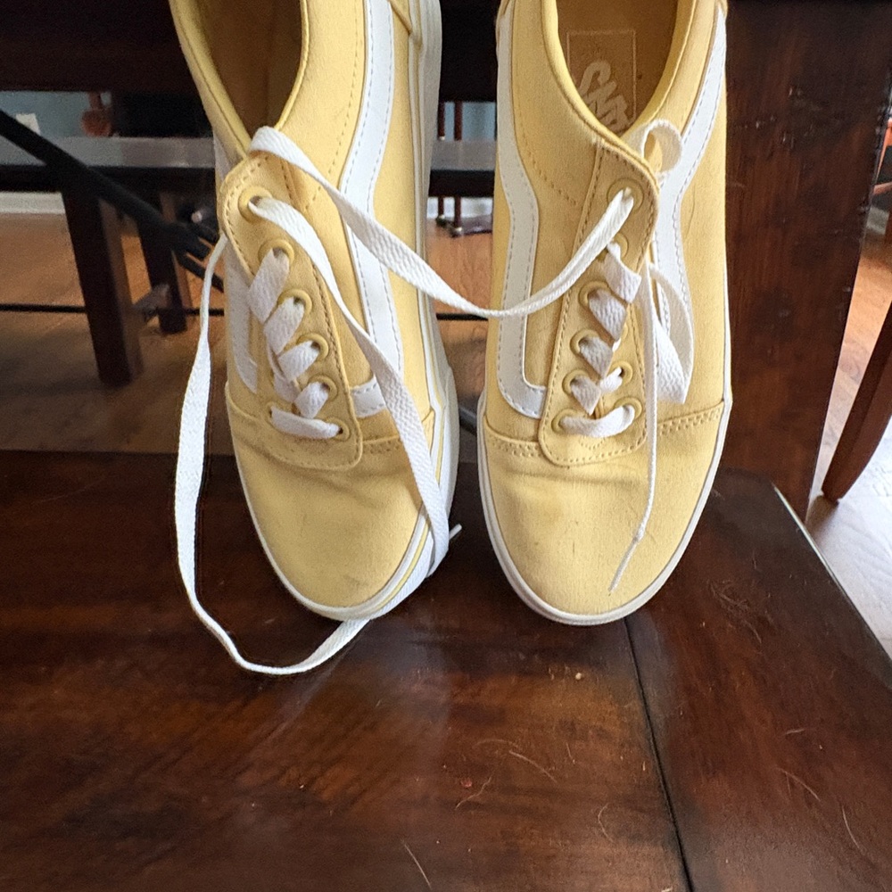 Vans Yellow and White Canvas Sneakers Classic Design